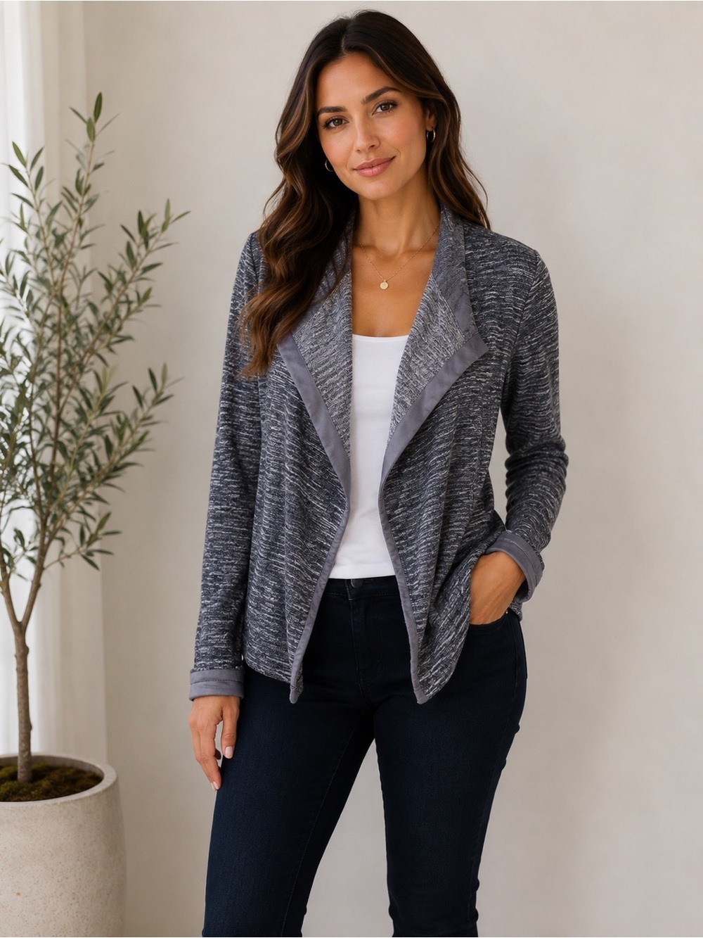 Vince open front tweed knit cardigan jacket Small